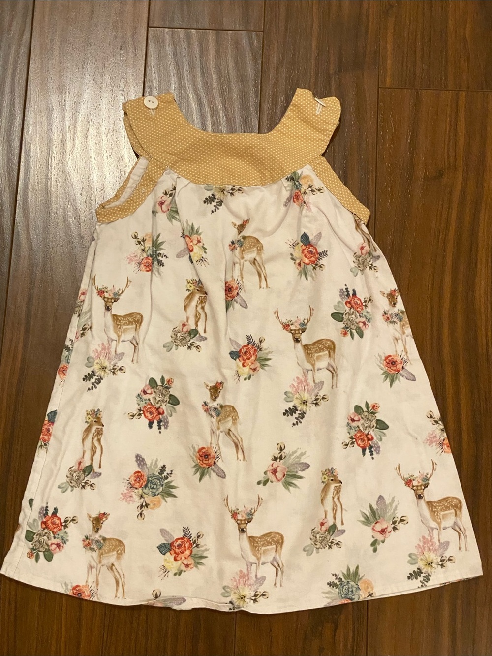 Woodland Deer print handmade dress 2T